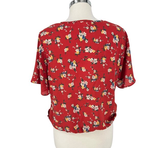 Sienna Sky Floral Wrap Top Rust Orange Red Size Large - Picture 7 of 11